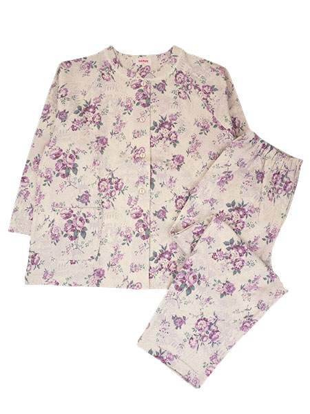 GUNZE(グンゼ)婦人長袖・長パンツパジャマ 極暖 綿100% 花柄 襟レース付き TG4060 の格安通販