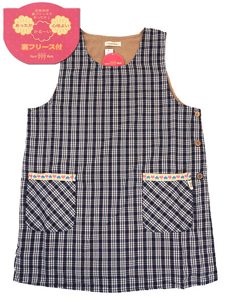 Hand Made �w�l���t���[�X�t �w�l�`���j�b�N�G�v���� �`�F�b�N�� �T�C�h�{�^�� 203005�̃��C���摜