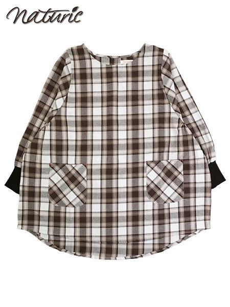 naturic �w�l�^�u���G���B�� �`�F�b�N�� cotton100% �������u ���Ԃ�^�C�v 46001�̃��C���摜