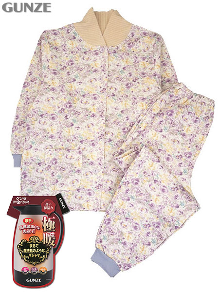 GUNZE(グンゼ)婦人長袖・長パンツパジャマ 極暖 襟付き 花柄 TG4130 の格安通販