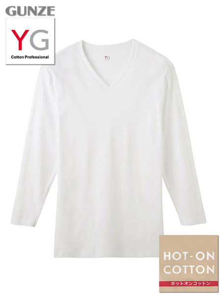 GUNZE(グンゼ)YG HOT-ON COTTON 紳士Vネック9分袖シャツ YV0909 の格安通販