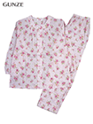 GUNZE(グンゼ)婦人長袖・長パンツパジャマ 花柄 ソフト楊柳 綿100%の詳細画面へ