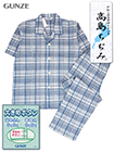 GUNZE(グンゼ)紳士半袖・長パンツパジャマ 高島ちぢみ 大きめボタン チェック柄の詳細画面へ